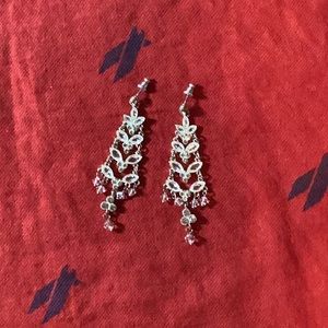 Pretty pair of evening rhinestone earrings in silver tone Monet